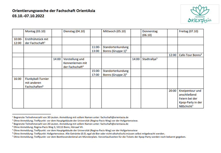 Erstsemesterwoche der Fachschaft