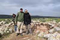 Field P, the monumental building, with Abby, Oliver, and Nicolò, from left to right..jpg